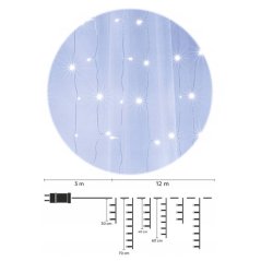 Led svetelná záclona FLASH vonkajšia - spájateľná - 300 Led - 12 m - studená biela
