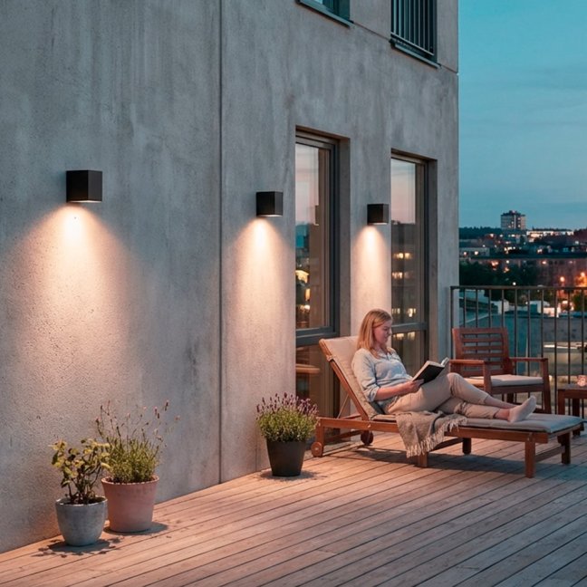 Vonkajšie nástenné fasádne svietidlo GU10 ALLIUM čierna štvorcové LUMILED