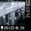 Vianočná led svetelná záclona na spájanie vonkajšia - 200led - 5m studená biela