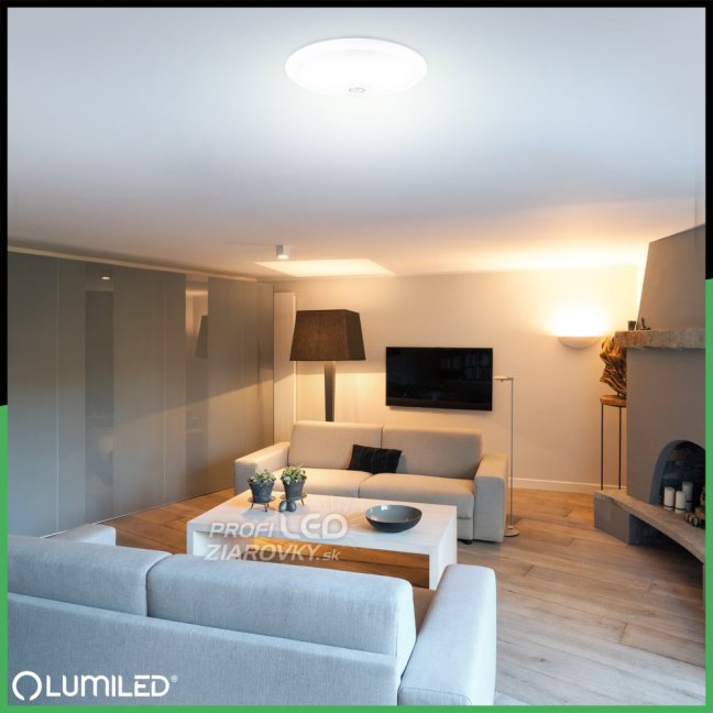 LED stropné svietidlo REGIS 2x E27 IP44 s pohybovým a súmrakovým senzorom biele okrúhle 30cm LUMILED