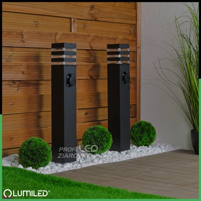 Záhradná LED lampa - stĺpik - E27 - so zásuvkou TAXUS 2 - 60 cm - LUMILED