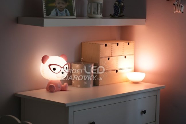 Detská nočná lampa led medvedík polux, 2,5w - rúžová