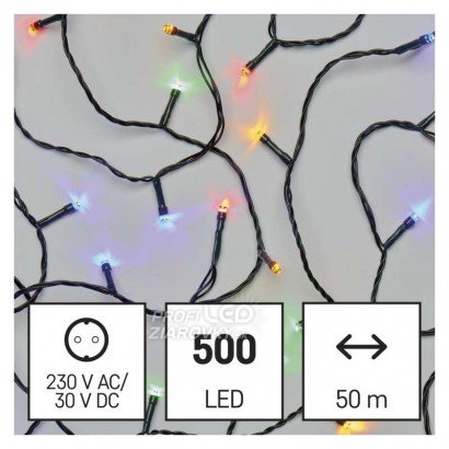 Svetelná reťaz vonkajšia aj vnútorná 50 m, 500 LED, farebná