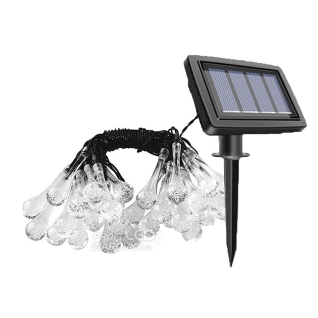 Solárny závesný veniec 20 LED slzičiek záhradná lampa 580 cm sople teplá farba