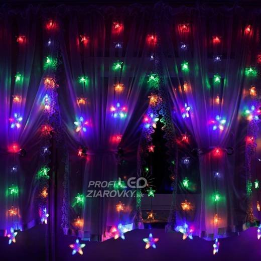 Svetelný záves s hviezdami vonkajší 2 m, 136 LED, farebná, 8 programov
