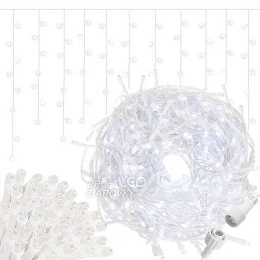 Svetelný záves s cencúľmi vonkajší 60 m, 1500 LED, studená biela, flash – sada 3 ks