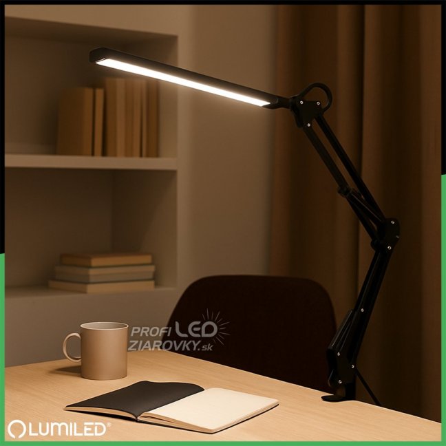 Stolová kresliarska LED lampa 8W CCT USB stmievateľná COSMI čierna Lumiled