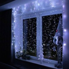 Vianočná led svetelná záclona vnútorná USB - 300 led - programy - ovládač - 3x3m - studená biela