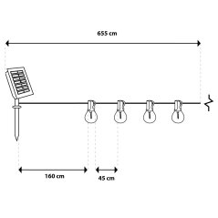 Solárna záhradná girlanda 12x LED dekoratívne guličky 6, 55m 2700K teplá biela + diaľkový ovládač CALLIS2 Lumiled