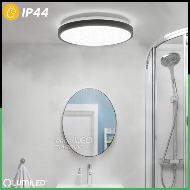 LED stropný plafón 36W 4000K CELIS Round IP44 Black Ring ALS LUMILED