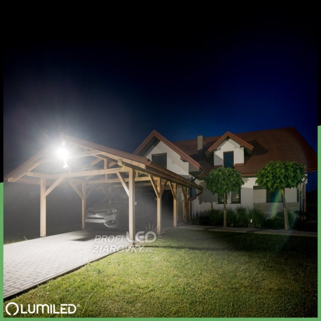 LED reflektor AZZLER 50W 6000lm 4000K IP44 Halogénová vonkajšia lampa so senzorom pohybu čierna LUMILED