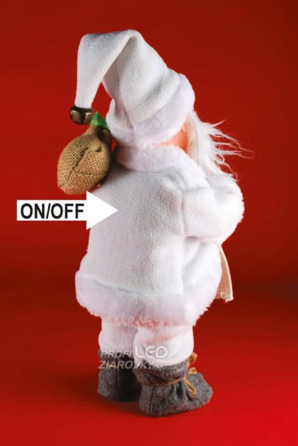 Tancujúci, hrajúci mikuláš, biely, 30cm, 4,5v