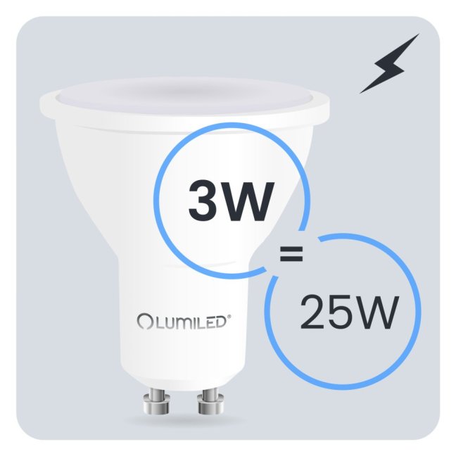LED žiarovka GU10 reflektor PAR16 3W = 25W 300lm 3000K teplá 120° LUMILED