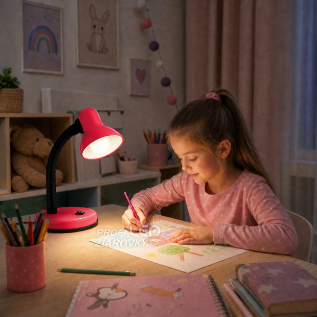 Lampa stolová stolová nastaviteľná SARA školská nočná E27 ružová LUMILED