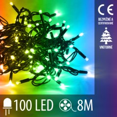 Svetelná reťaz vnútorná 8 m, 100 LED, farebná