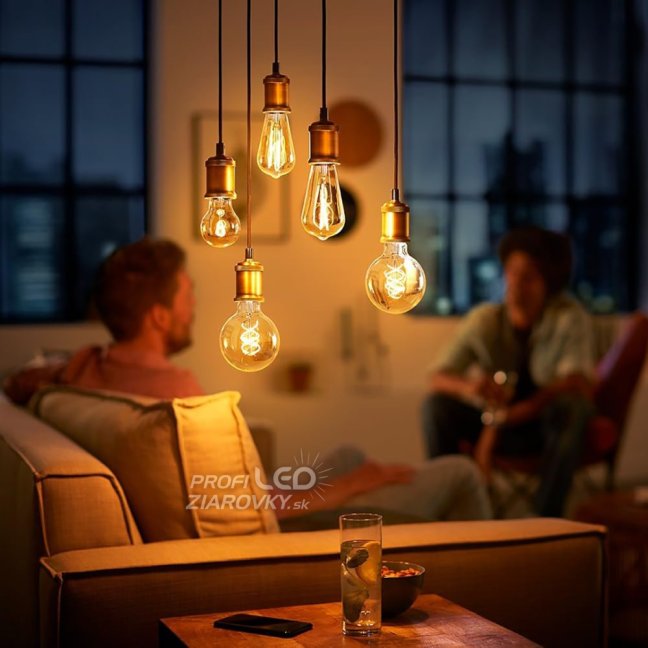 LED Edison E27 ST64 7W = 40W 470lm 1800K teplé vlákno jantárová žiarovka PHILIPS