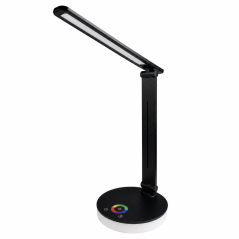 Lampa stolná LED dotyková 5 farieb nastaviteľná USB 7W + 1W DRACO čierna LUMILED