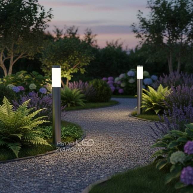 Vonkajšia záhradná lampa E27 INOX PIPE 65cm Lilium Lumiled