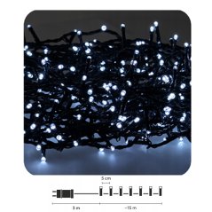Led svetelná reťaz vonkajšia - spájateľná - programy - studená biela - 300 Led - 15 m