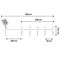 Solárna záhradná girlanda 20LED zapichovacia 5, 80m HAKON Lumiled