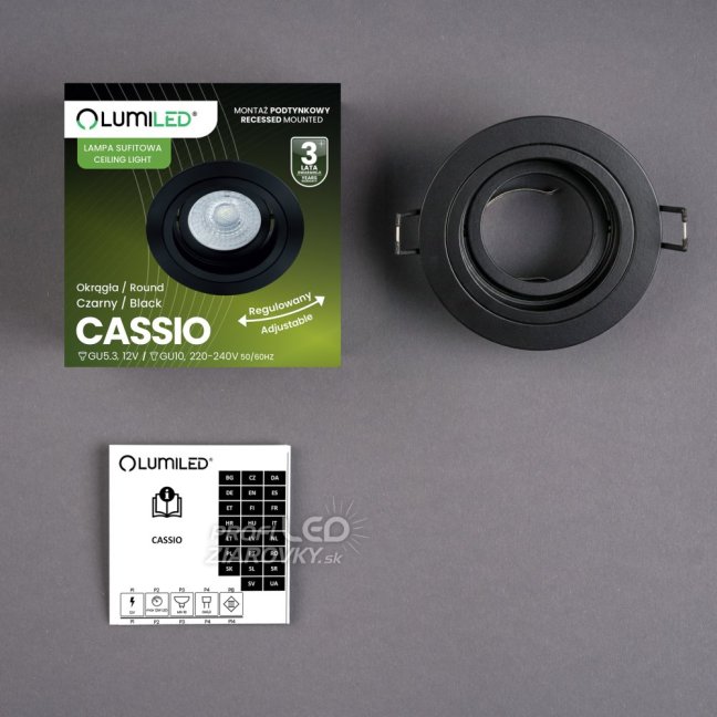 Svietidlo HALOGEN GU10 MR16 Round Black CASSIO LUMILED na zapustenú montáž