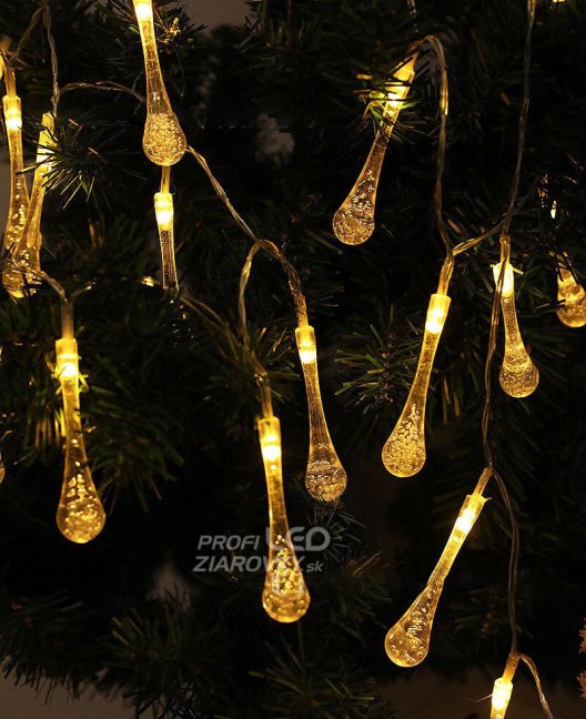 Solárny závesný veniec 20 LED slzičiek záhradná lampa 580 cm sople teplá farba