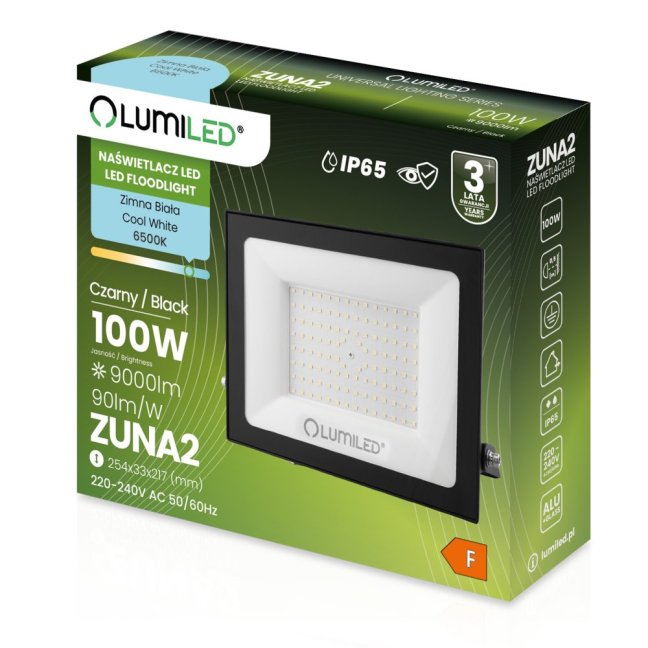 LED reflektor ZUNA2 100W 9000lm 6500K IP65 Black LUMILED