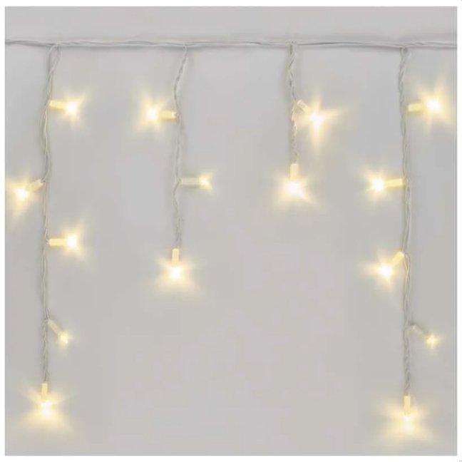 Viktória spojovateľná led svetelná záclona vonkajšia flash - 50led - 3m teplá biela / flash prebliknutie teplá biela - biely kábel