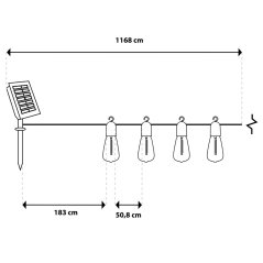 Záhradná solárna girlanda 20x LED dekoračné žiarovky 11, 68m 3000K teplá biela + diaľkové ovládanie LUMILED