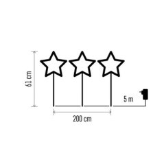 LED svietiace zapichovacie hviezdy, 61 cm, vonkajšie aj vnútorné, studená biela