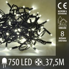 Svetelná reťaz vonkajšia 37,5 m, 750 LED, teplá biela, svetelné programy