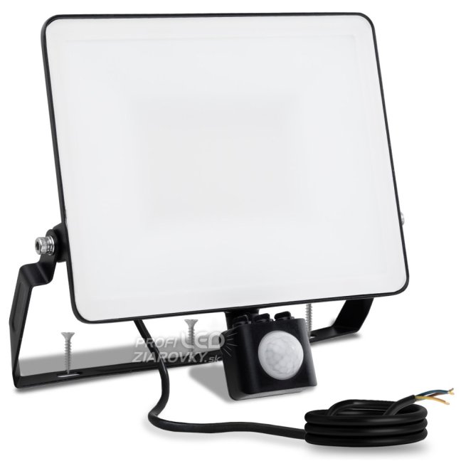 LED reflektor AZZLER 50W 6000lm 4000K IP44 Halogénová vonkajšia lampa so senzorom pohybu čierna LUMILED