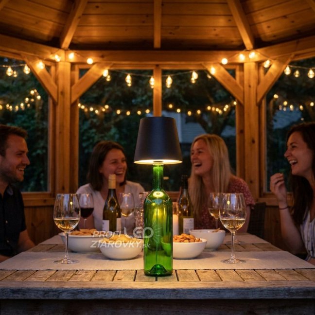 Lampa stolová stolná nočná zátka do fľaše vína USB CCT 3 farby SALCO čierna LUMILED
