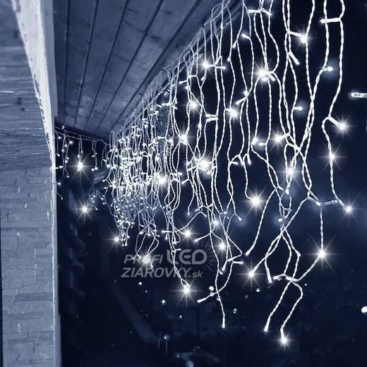Svetelný záves vonkajší 12 m, 300 LED, studená biela, flash, na spájanie – SPRINGOS
