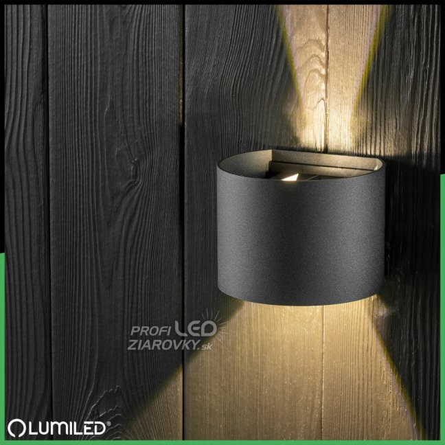 LED fasádne nástenné svietidlo 2x3W 4000K Nastaviteľné zhora nadol Čierna PINUS LUMILED