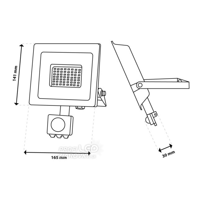 LED reflektor ZUNA2 50W 4500lm 4000K IP44 Black Senzor pohybu LUMILED