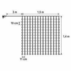 Vianočná DOT Led svetelná záclona vnútorná - 210led - 1,5x1,4m - teplá biela