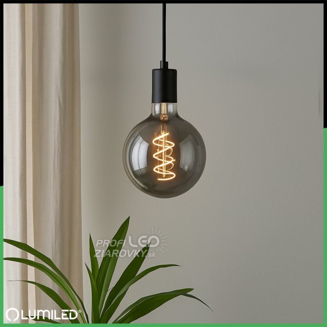 Dekoratívna LED žiarovka E27 G95 6W = 50W 420lm 2200K Teplé 360° vlákno LUMILED GLOBE Smokey