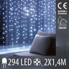 Svetelný záves DOT vonkajší 2 × 1,4 m, 294 LED, studená biela