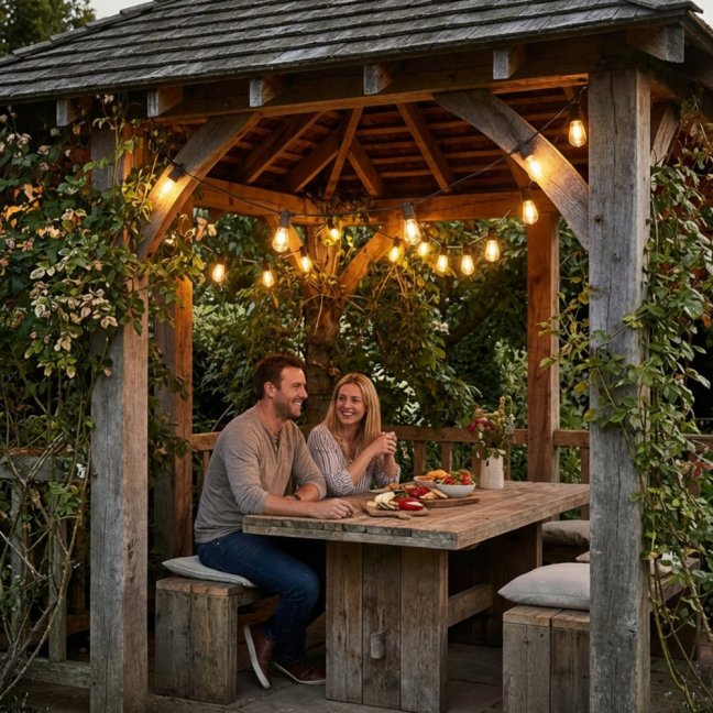 Solárna záhradná girlanda 22x LED ozdobné žiarovky 15m 2700K teplá biela + diaľkový ovládač SOLENA LUMILED