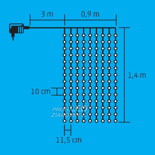 Svetelný záves vnútorný 0,9 m, 126 LED, studená biela