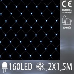 Svetelná sieť vonkajšia 2 × 1,5 m, 160 LED, studená biela