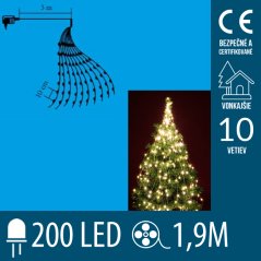 Svetelná reťaz zväzok vonkajšia 1,9 m, 200 LED, teplá biela