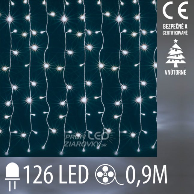 Svetelný záves vnútorný 0,9 m, 126 LED, studená biela