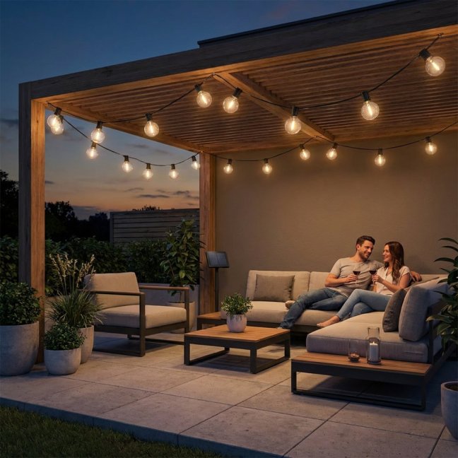 Solárna záhradná girlanda 12x LED dekoratívne guličky 6, 55m 2700K teplá biela + diaľkový ovládač CALLIS2 Lumiled