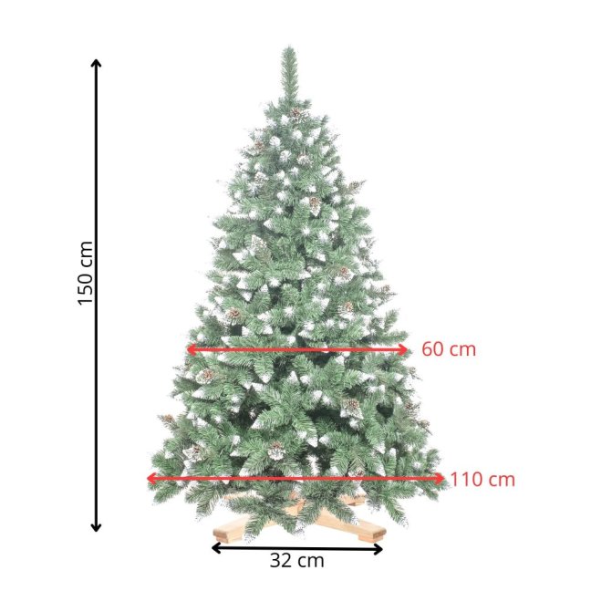 Umelý vianočný stromček Premium Royal Trees - 150 cm - zasnežená diamantová borovica so šiškami