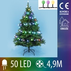 Vianočná led svetelná reťaz vonkajšia - guľky 2,2 cm - 50led - 4,9m multicolour