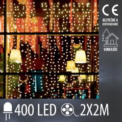 Vianočná led svetelná mikro záclona vonkajšia - záves - 400led - 2x2m studená biela
