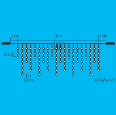 Svetelný záves vonkajší 10 m, 400 LED, teplá biela