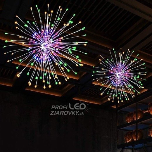 Vianočná led svetelná ozdoba vonkajšia + programator - explodujúca hviezda 20 vetvičiek - 100led - multicolour